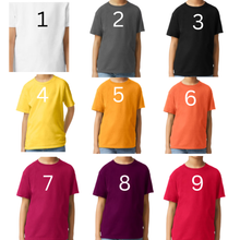 Load image into Gallery viewer, Hebrew Youth Shirt with Fringes with Embroidery, 26 Colors to choose from, Israelite Kids Shirts, Fringes, Embroidered Shirt with Fringes