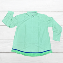 Cargar imagen en el visor de la galería, Hebrew Men’s Casual OXFORD, Long Sleeve Button Down Shirts, READY TO SHIP in XL, Israelite Clothes, Shirts with Fringes, Fringes