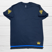 Load image into Gallery viewer, Hebrew T-shirt with EMBROIDERY, MATCHING fringes- 51 Colors to choose from, Shirt with fringes, fringes, Israelite garments