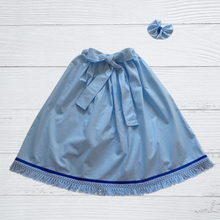 Cargar imagen en el visor de la galería, Hebrew Girls Light BLue Skirt with Fringes, Israelite Garments, Fringes, Garments with Fringes