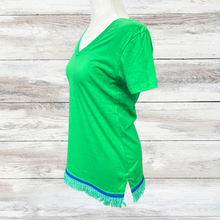 Load image into Gallery viewer, Hebrew T-shirts with fringes, Fringed v-neck shirts, Fringed clothing, Israelite Garments