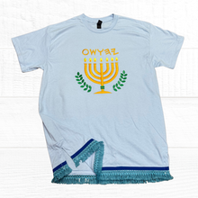 Cargar imagen en el visor de la galería, Hebrew Embroidered T-Shirt with fringes, Israelite Shirt, Fringes