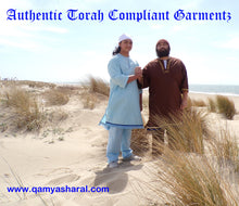 Load image into Gallery viewer, Shamayim Blue Israelite Tunic Set with Fringes- Brown Tunic NOT INCLUDED