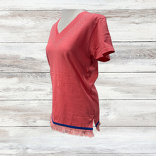 Cargar imagen en el visor de la galería, Hebrew T-shirts with fringes, Fringed RHINESTONE v-neck shirts, Fringed clothing, Israelite Garments (Copy)
