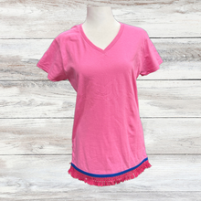 Load image into Gallery viewer, Hebrew T-shirts with fringes, Fringed v-neck shirts, Fringed clothing, Israelite Garments
