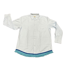 Cargar imagen en el visor de la galería, Hebrew Men’s Casual OXFORD, Long Sleeve Button Down Shirts, READY TO SHIP in XL, Israelite Clothes, Shirts with Fringes, Fringes
