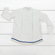 Cargar imagen en el visor de la galería, Hebrew Men’s Casual OXFORD, Long Sleeve Button Down Shirts, READY TO SHIP in XL, Israelite Clothes, Shirts with Fringes, Fringes
