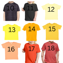 Load image into Gallery viewer, Toddler Hebrew Shirt with Fringes and Embroidery, 48 Colors to choose from! Israelite Kids Shirts, Fringes, Embroidered Shirt with Fringes
