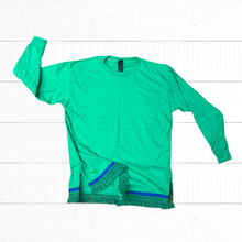 Load image into Gallery viewer, Hebrew Long Sleeves, Israelite Men's T-shirt with Matching Fringes and Royal Blue Border, Fringes
