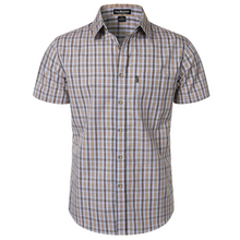 Load image into Gallery viewer, Israelite Short Sleeve Button Down Shirt with Fringes and Royal Blue Order, Fringes, Fringed Shirts, Fringed Garments, Hebrew Israelite Clothes
