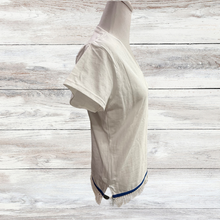 Load image into Gallery viewer, Hebrew T-shirts with fringes, Fringed v-neck shirts, Fringed clothing, Israelite Garments
