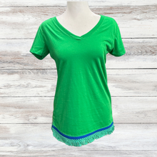 Load image into Gallery viewer, Hebrew T-shirts with fringes, Fringed v-neck shirts, Fringed clothing, Israelite Garments
