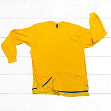 Load image into Gallery viewer, Hebrew Long Sleeves, Israelite Men's T-shirt with Matching Fringes and Royal Blue Border, Fringes
