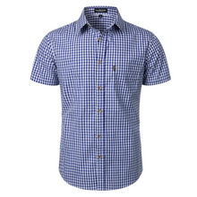 Load image into Gallery viewer, Israelite Short Sleeve Button Down Shirt with Fringes and Royal Blue Order, Fringes, Fringed Shirts, Fringed Garments, Hebrew Israelite Clothes
