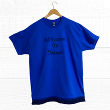 Cargar imagen en el visor de la galería, Hebrew Embroidered T-Shirt with fringes, Israelite Shirt, Fringes
