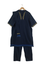 Load image into Gallery viewer, Navy Blue Set with Gold embroidery
