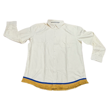 Cargar imagen en el visor de la galería, Hebrew Men’s Casual OXFORD, Long Sleeve Button Down Shirts, READY TO SHIP in XL, Israelite Clothes, Shirts with Fringes, Fringes
