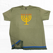 Cargar imagen en el visor de la galería, Hebrew Shirt with Fringes, Israelite Garments, READY TO SHIP IN A XL, Tribe of Judah Royal Seal Embroidered T-Shirt
