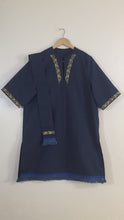 Load and play video in Gallery viewer, Navy Blue Set with Gold embroidery
