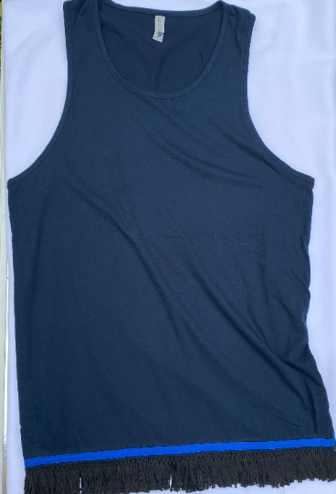 Men's Israelite Tanks with Fringes, blue border and open corners