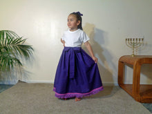 Load image into Gallery viewer, Israelite Princess Skirt with fringes &amp; Violet Ribbon- 100 Percent EVERYTHING Authentic Israelite Garment
