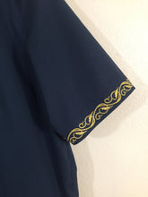 Load image into Gallery viewer, Israelite King Navy Blue Tunic with fringes Set with Gold embroidery
