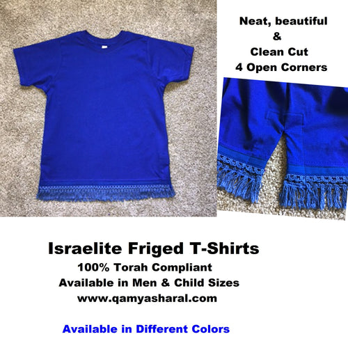 Hebrew Israelite Shirt w/ Premium Gold Fringes (Royal Blue)