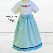 Load image into Gallery viewer, Ships out today- Girls Size 8 Israelite Princess Skirt and Embroidered matching shirt
