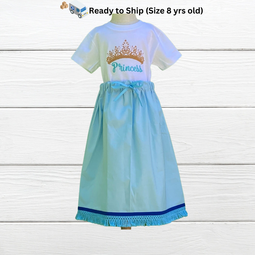 Ready to ship out today- Size 8 Israelite Princess Skirt and Embroidered matching shirt