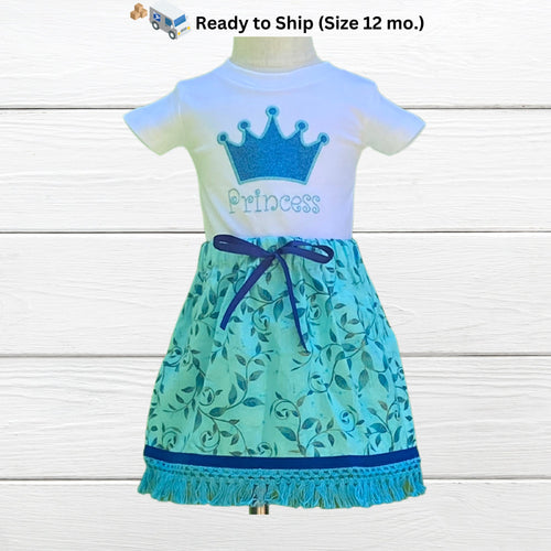 Ready to ship out today- Size 12 months Israelite Princess Skirt and Embroidered matching shirt