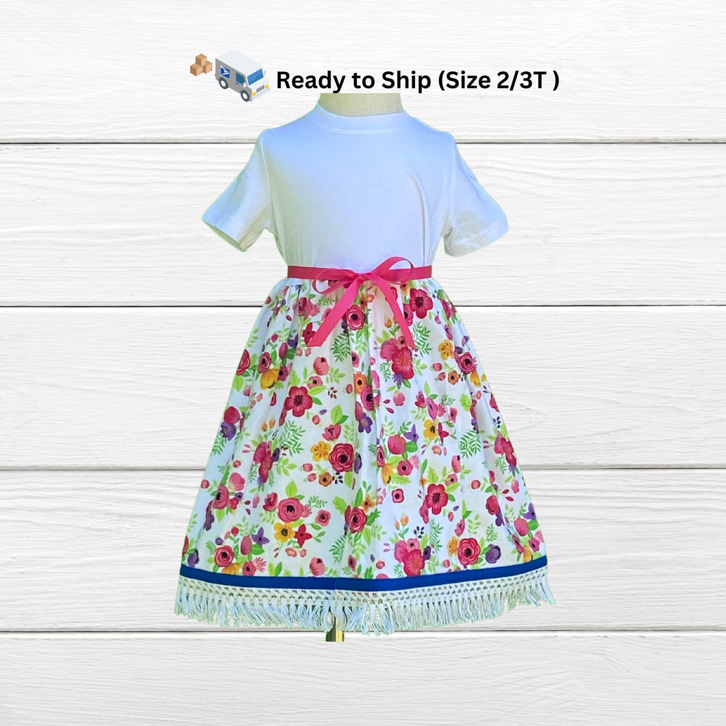 Ready to ship out today- Size 2/3T Israelite Princess Skirt and Embroidered matching shirt