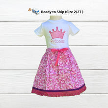 Load image into Gallery viewer, Ready to ship out today- Size 2/3T Israelite Princess Skirt and Embroidered matching shirt.
