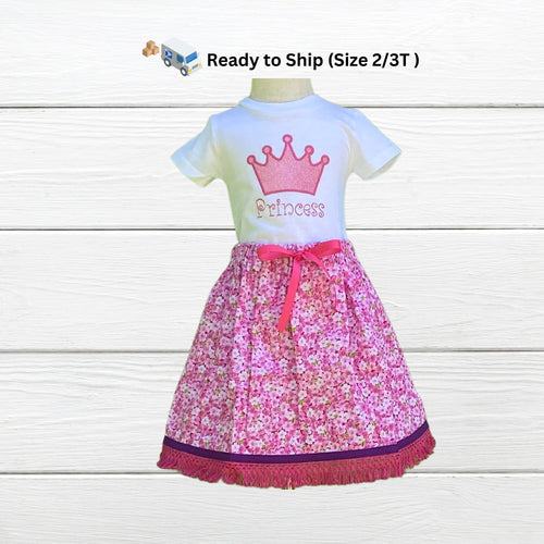 Ready to ship out today- Size 2/3T Israelite Princess Skirt and Embroidered matching shirt.