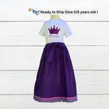 Load image into Gallery viewer, Ready to ship out today- Size 5/6 Israelite Princess Skirt violet border
